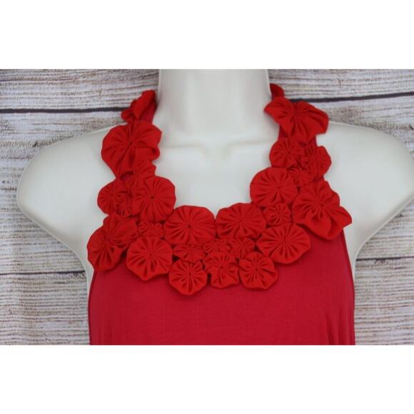 Spiegel Womens Size Small Halter Mini Empire Waist Dress Red Floral Accent - Picture 2 of 7